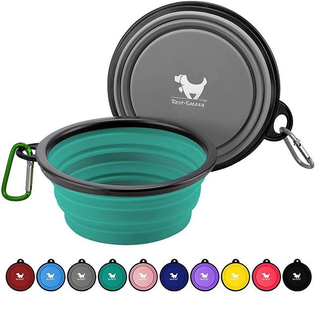 Collapsible Dog Bowls for Travel, 2-Pack Dog Portable Water Bowl for Dogs Cats Pet Foldable Feeding Watering Dish for Traveling Camping Walking with 2 Carabiners, BPA Free