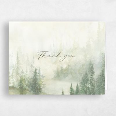 Green Rustic Wedding Thank You - Forest Landscape