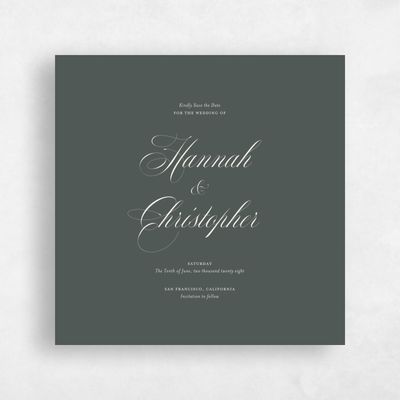 Dark Seaweed, Green Wedding Save the Date - Jade Square