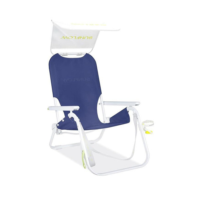 SUNFLOW Shore Thing Premium Beach Chair - Adjustable, Portable, Rust-Resistant, Reclining Beach Chair with UPF 50+ Sun Shade and Drink Holder for The Ultimate in Comfort (Ocean Navy)