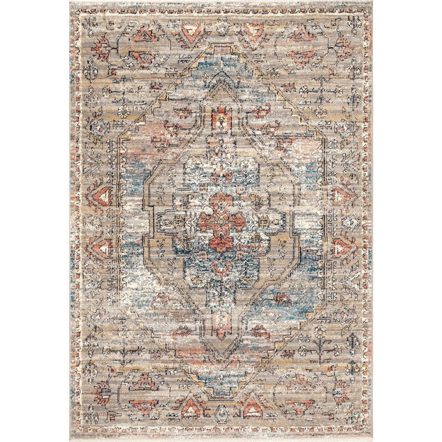 Nuloom Marley Medallion 10x13 Indoor Area Rug for Living Room Bedroom Dining Room Kitchen, Beige/Ivory