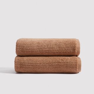 Ribbed Aegean Turkish Cotton Hand Towel, Set of 2