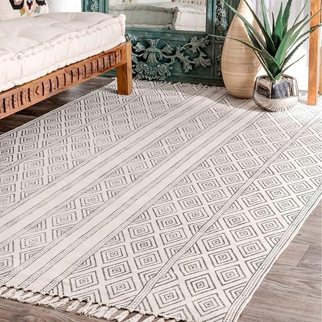 nuLOOM Olvera Flatweave Diamond Area Rug, 7' 6" x 9' 6", Off White