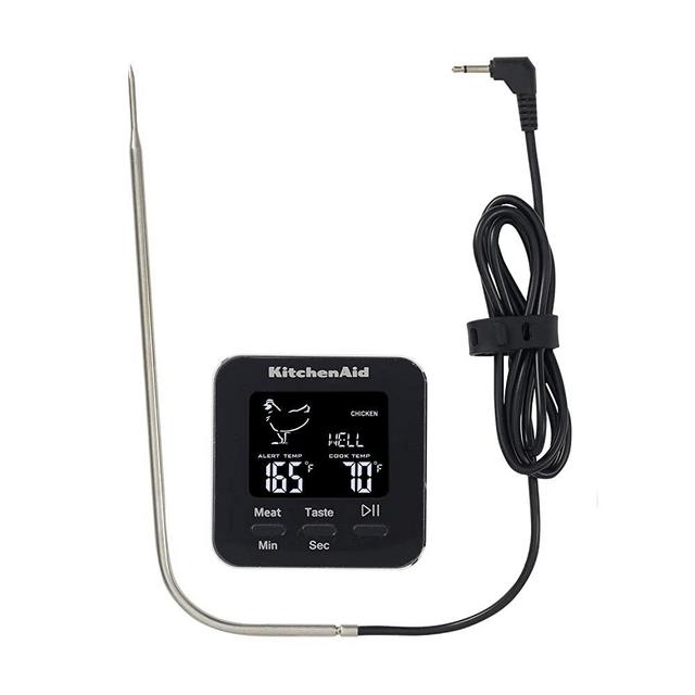 KitchenAid KQ906 Programmable Wired Probe Thermometer, TEMPERATURE RANGE: -40°F to 482°F/-40°C to 250°C, Black