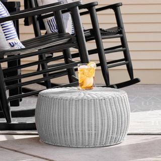 Handwoven Resin Storage Stool Ottoman
