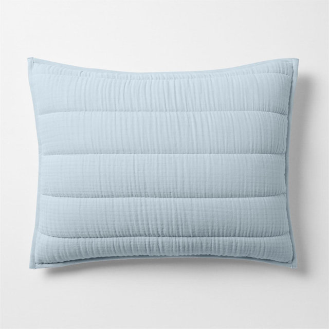Supersoft Organic Cotton Gauze Pale Blue Standard Quilted Bed Pillow Sham