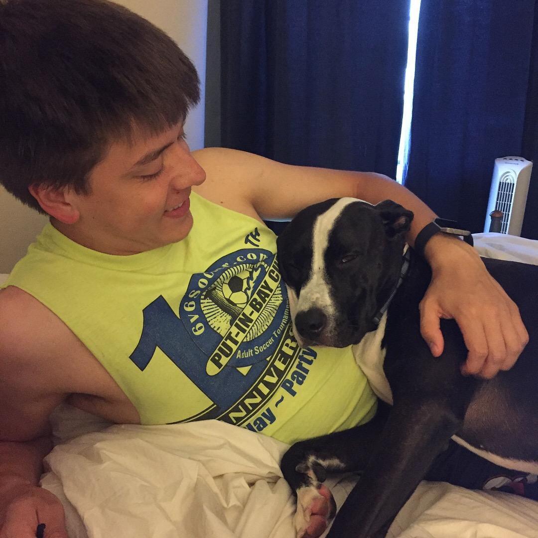 Zulu getting comfy with her Papa days after adoption day!