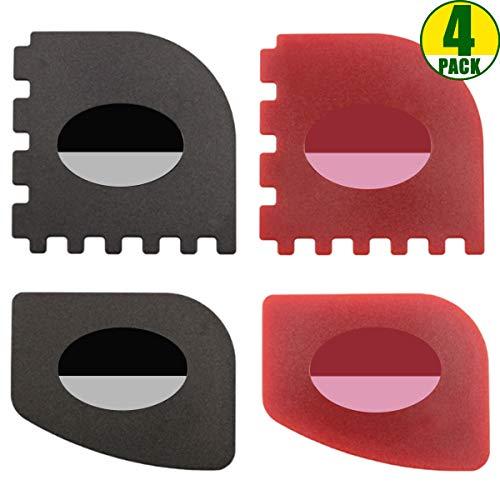 Pan Scrapers, 4 Pack Durable Plastic Pan Scrapers 100% Useful Grill Pan Cleaner Scraper Tools for Cast Iron Skillets, Cookware Pans, Grill Pans (Classical Black, Kitchen Red)