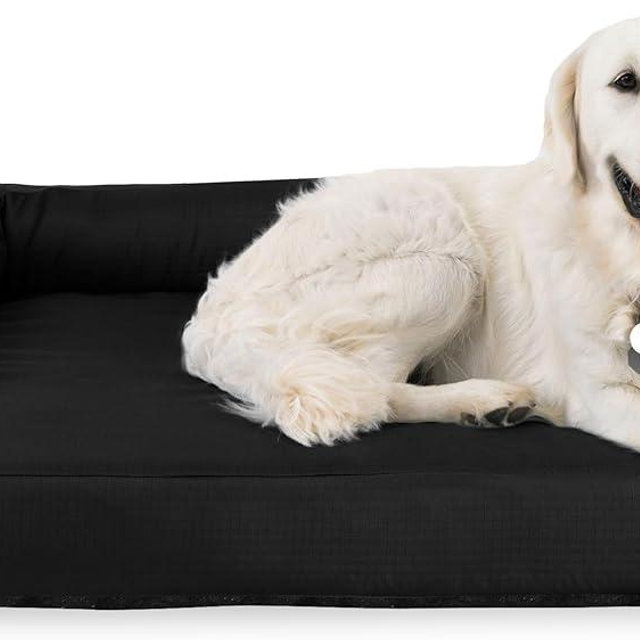K9 Ballistics Tough Orthopedic Large Bolster Dog Bed - Washable, Durable and Water Resistant Dog Bed - Made for Big Dogs, 34"x40", Black