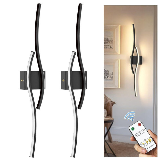 L LOHAS LED Battery Operated Wall Sconces Set of 2, Battery Wall Sconce 7200mAh, Black Rechargeable Sconces 3000K, 31.6 Inch Dimmable Wireless Wall Lights, Sconce Wall Decor for Bedroom, Living Room