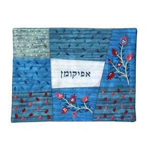 Afikoman Cover - Appliqued + Embroidery - Blue