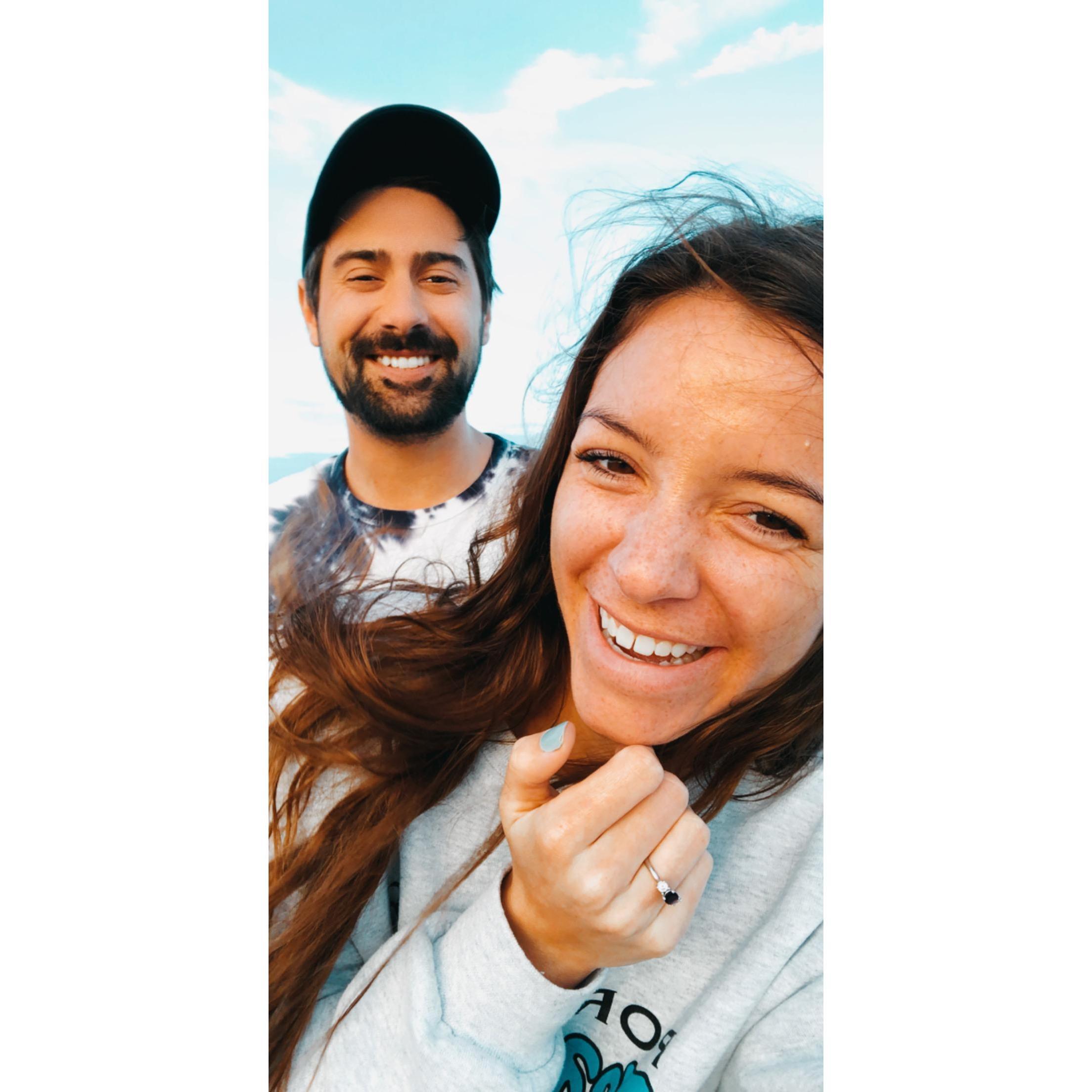 happily engaged & back at the beach