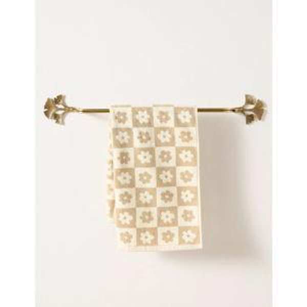 Gingko Leaf Brass Towel Bar
