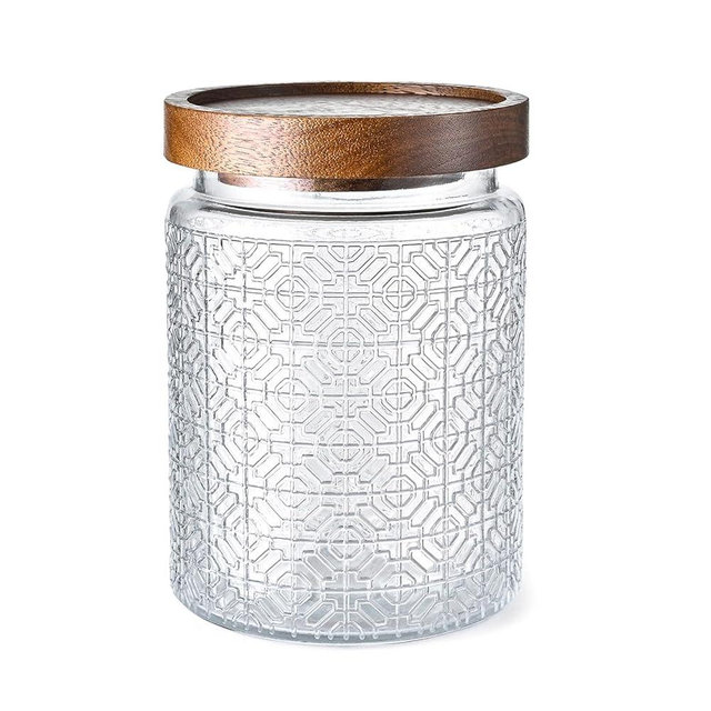 Adodeen 24oz Vintage Glass Canister With Lid Small Glass Jars Wide Mouth Mason Jars Airtight Coffee Canisters Kitchen Storage Containers For Sugar Tea Spice Flour Candy Cookie Cereal Cute Decorative
