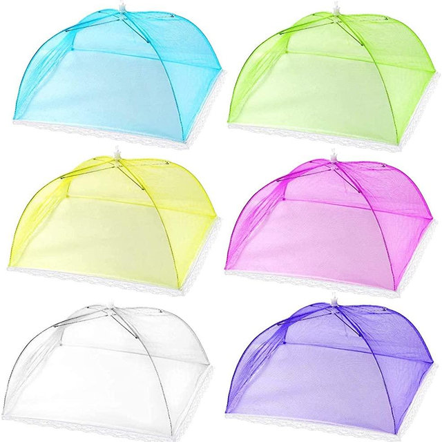 HBlife 6 pack Colored Large Pop-Up Mesh Food Cover Tent,17 Inches Food Protector Covers Reusable and Collapsible Outdoor Picnic Food Covers Tent For Parties Picnics, BBQs