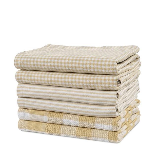 Casa Platino Kitchen Towels 6 Pack, 18"x28" Cotton Dish Towels for Kitchen, Absorbent Kitchen Towels and Dishcloths Sets, Premium Kitchen Hand Towels, Soft Tea Towels for Kitchen - Beige