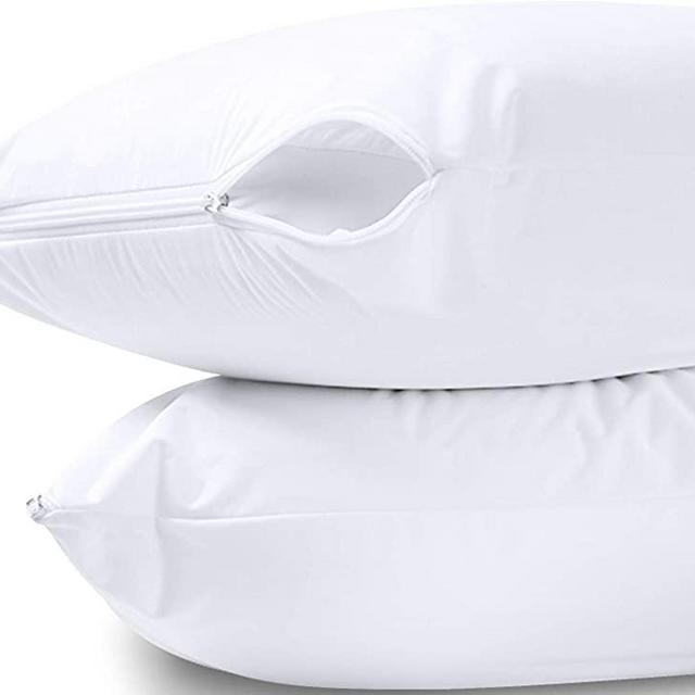 Utopia Bedding Waterproof Zippered Pillow Encasement - Polyester Knitted Jersey - 20 x 38 Inches - Bed Bug Proof (Pack of 2, King, White)