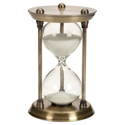 Classic Elegance Rustic Iron and Glass 15-Minute Sand Timer Hourglass (7")- Olivia & May