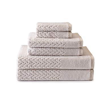 Texere 100% Organic Cotton 6-Piece Towel Set - Luxury Bath Towel (Chestnut, 6-Piece Set, Birch) Best Housewarming Gift TX-HC263-002-BRCH-R-6