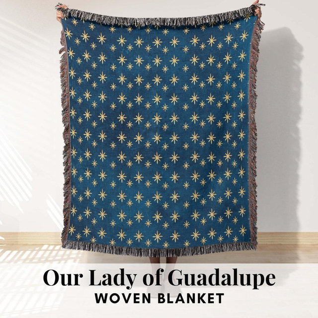 Catholic our lady of Guadalupe woven blanket Catholic Gift for new mom prayer blanket virgen de Guadalupe Spanish catholic throw blanket