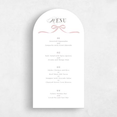 White Arch Wedding Menu - Cindra