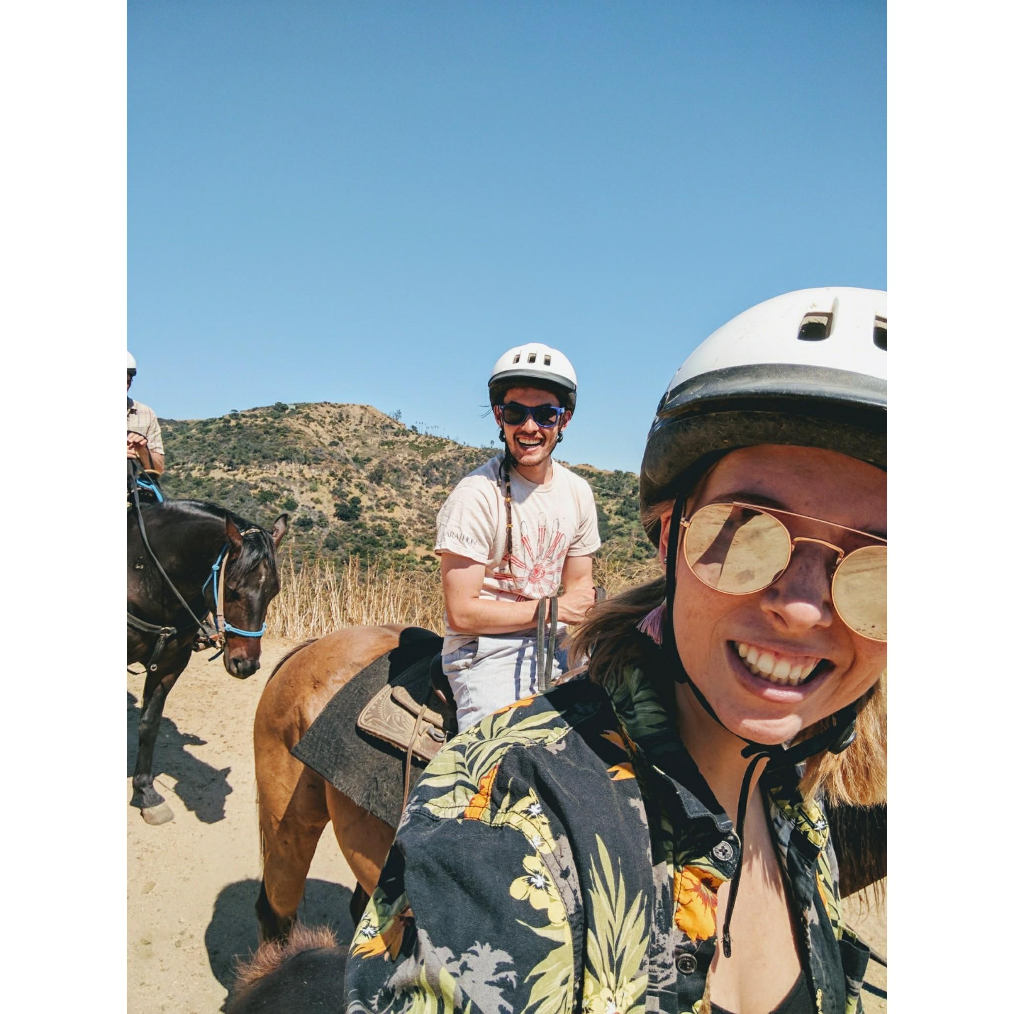 Horseback riding in the mountains. This time, Kristans parents joined us. They loved the view but Kristans mom got a little nervous with how close to edge the horse walked.