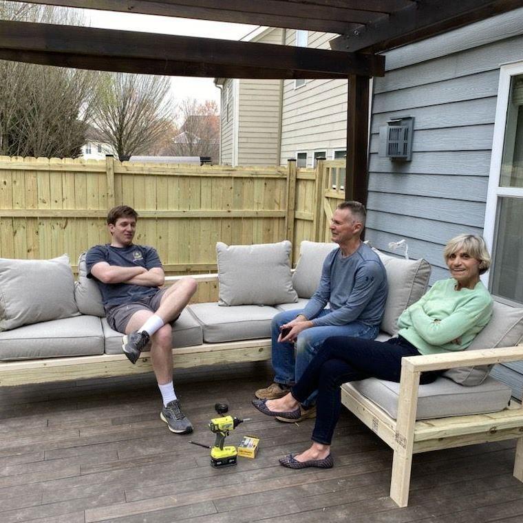 Chad, Michael, Cheryl and Amy relaxing after a long month of building a fence, a patio set, and an entire personality revolving around this. Molly not pictured as sniffing her new yard. 4/12/2022