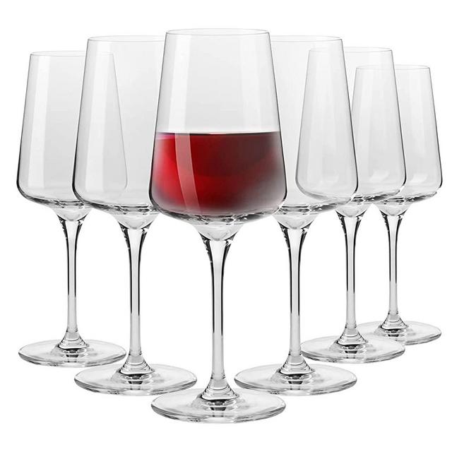 Krosno red wine glasses | Elegant design | Set of 6 glasses | 500 ML | Traditional craft | Ideal for home, restaurant and party | Dishwasher safe