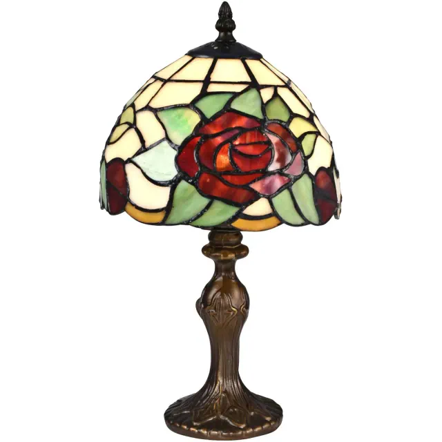 Dale Tiffany Indian Rose 14 1/2" High Bronze Tiffany-Style Table Lamp