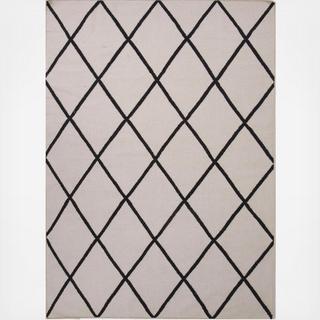 Flat-Weave Wool Abdel Rug Ivory/Black
