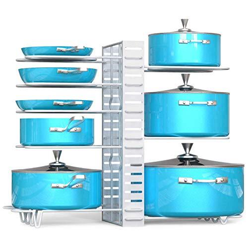 Geekdigg 8+ Pantry & Countertop Pot & Pan Organizer Rack, Adjustable &  Expandable For Cabinet, Silver : Target
