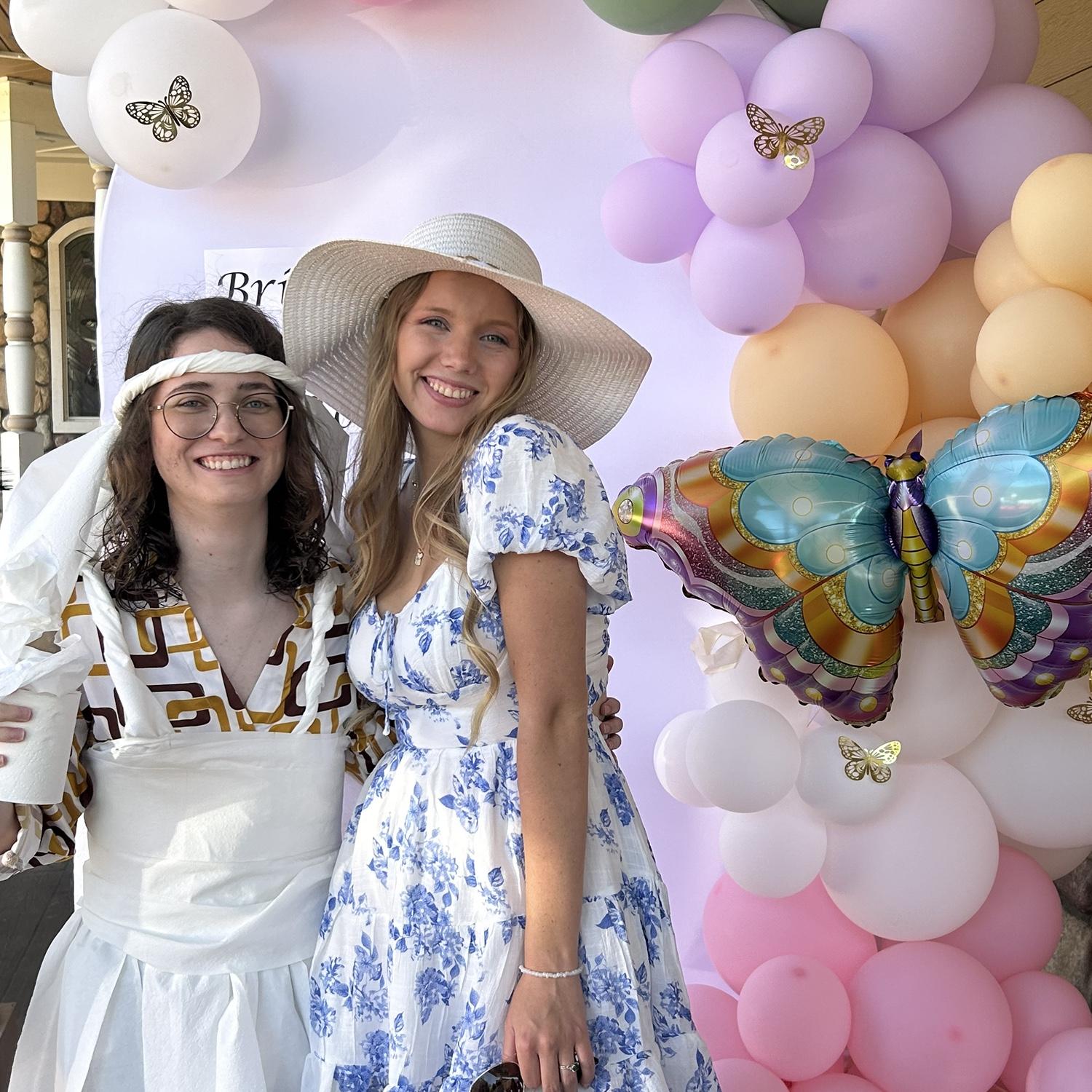 Me and one of my best friends! We have been besties since i was 3! We played toilet paper bride! Haha her group won! -Tea with the bride to be-