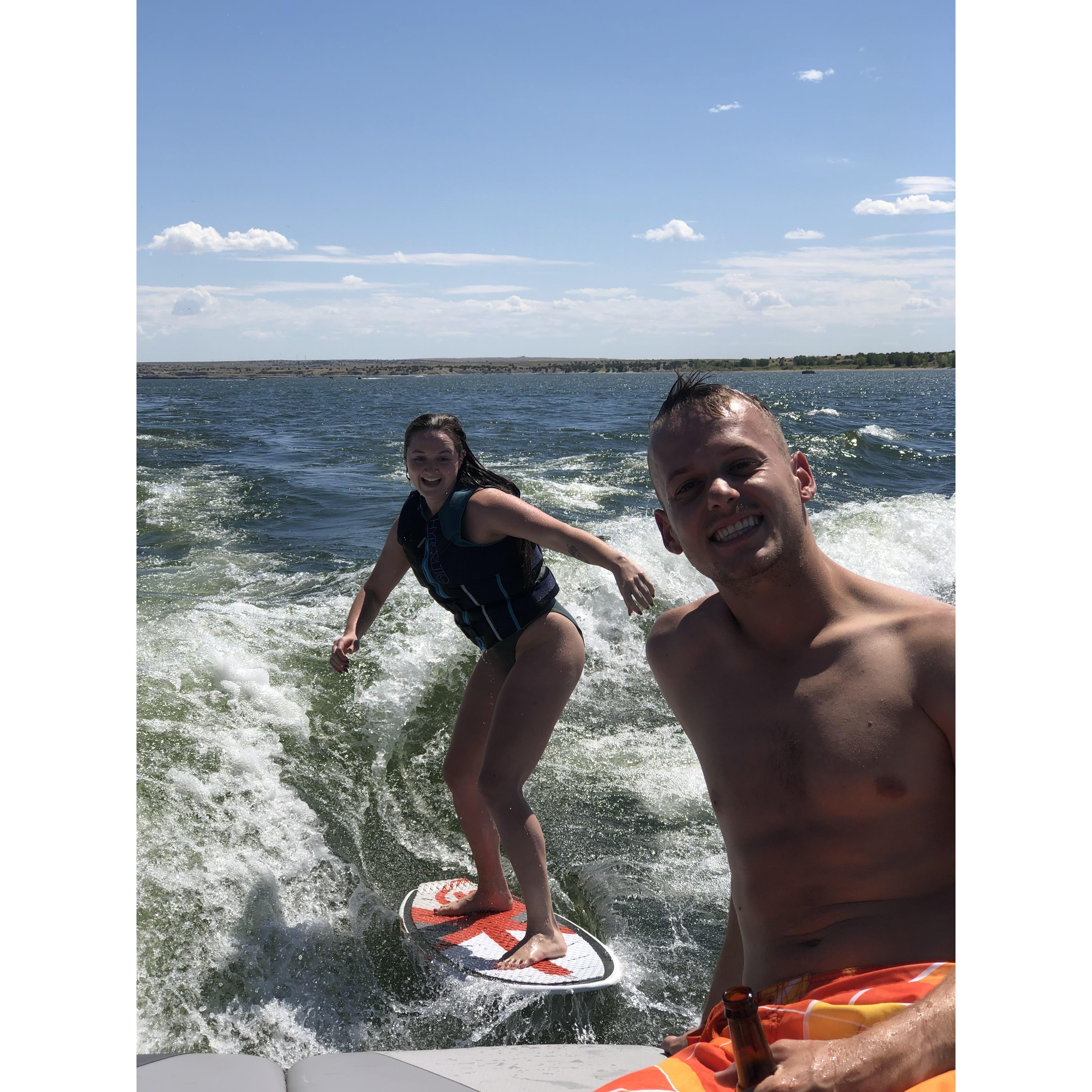 Some of our favorite memories are wake surfing with the Ebbens at Pueblo Resevoir.