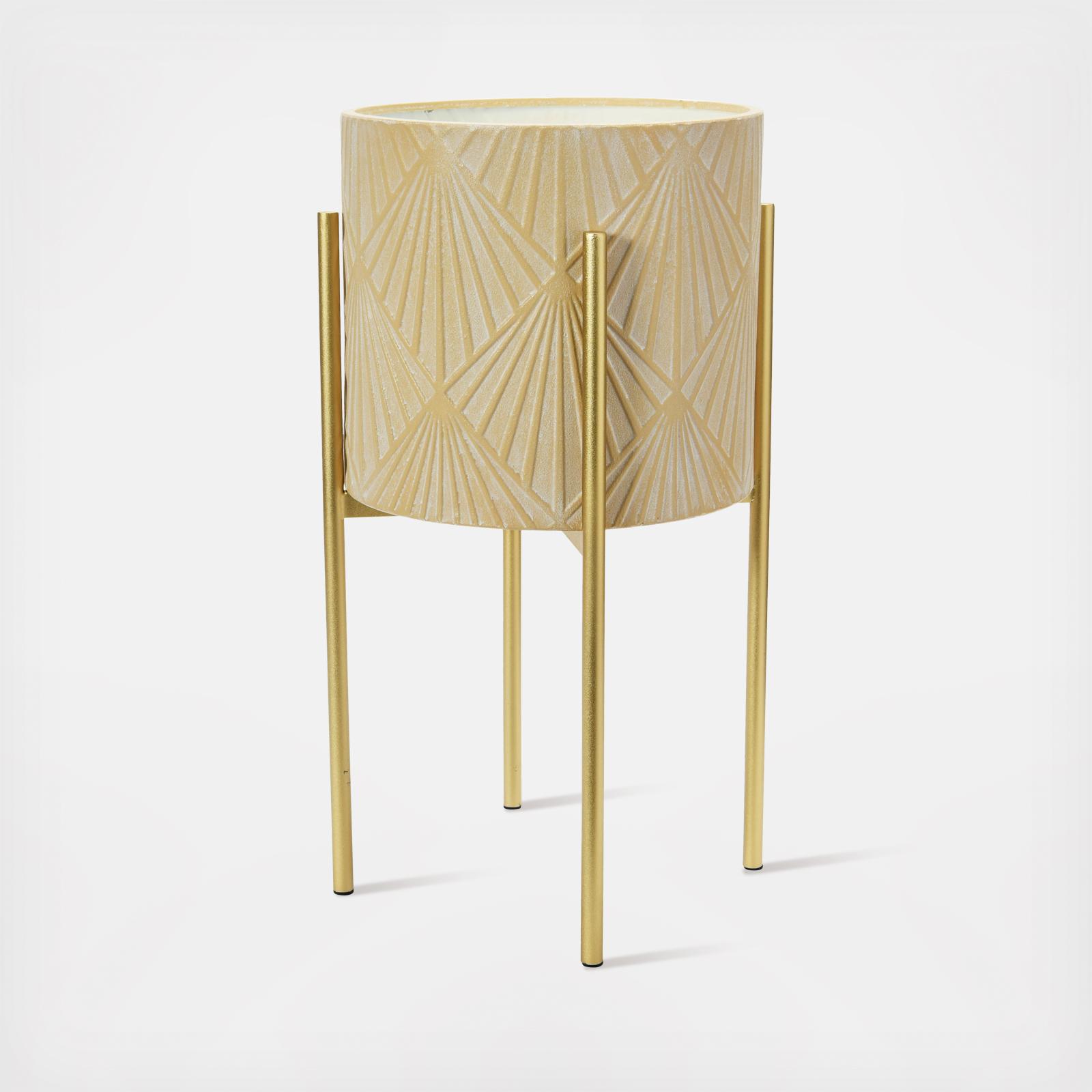 Modern Boho Geometric 4-Piece Metal Planter Set - Thumbnail 2