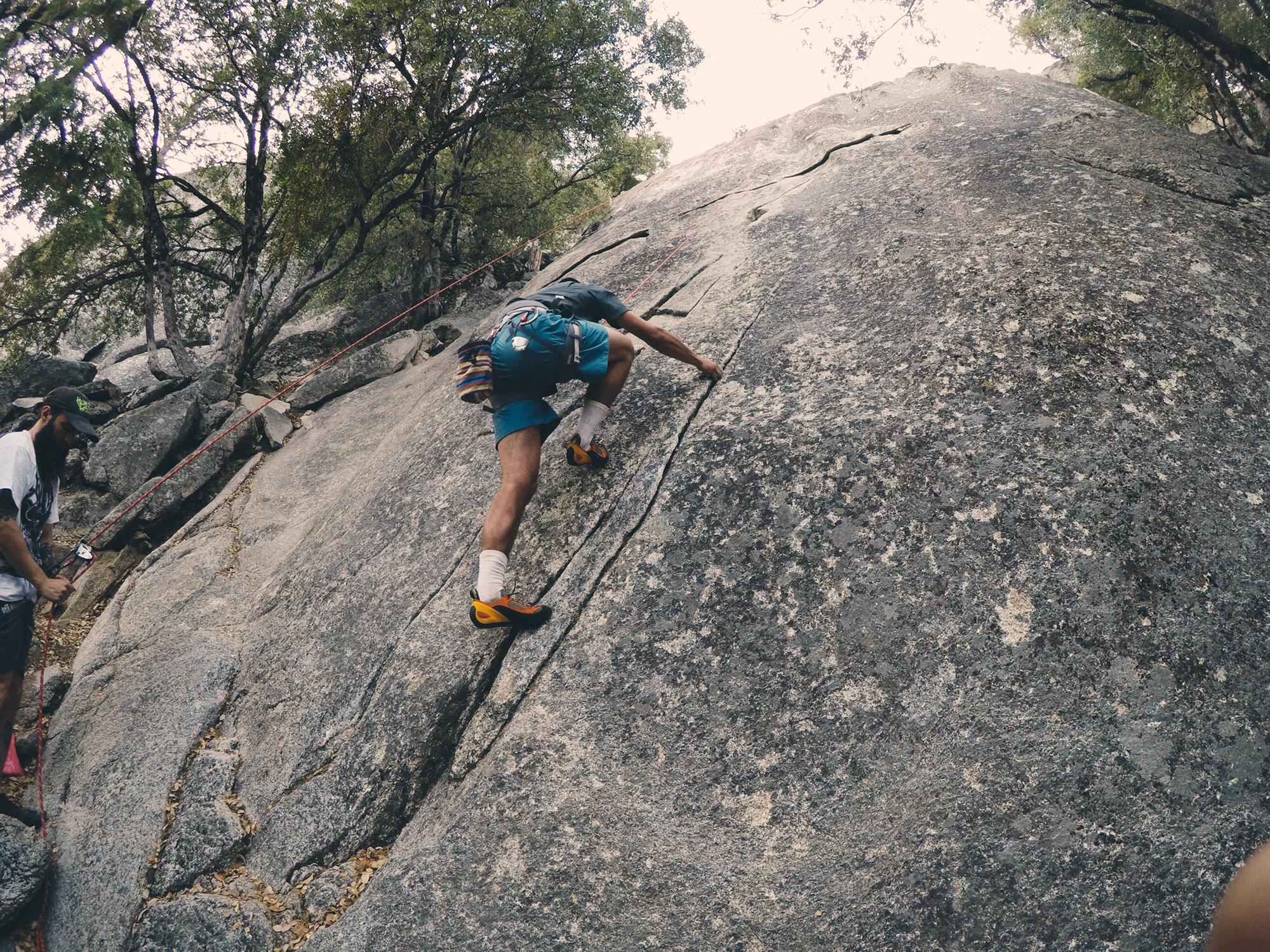 First time top rope climbing outdoors in Yosemite National Park - July 2018