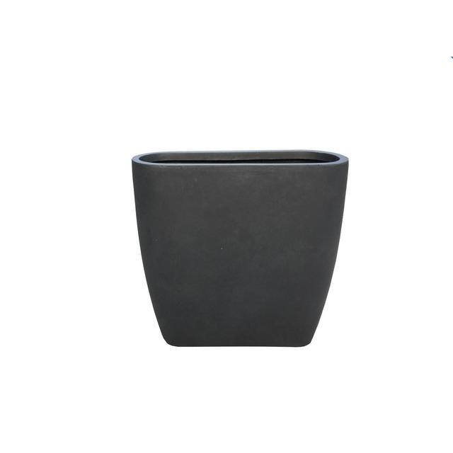 22.8" Kante Lightweight Modern Outdoor Concrete Oval Planter Charcoal Black - Rosemead Home & Garden, Inc.