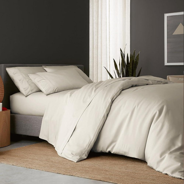 DOZ Duvet Cover Set, 100% Viscose derived from Bamboo, Organically Grown, Buttery Soft, Cooling Duvet Covers, High GSM, 1 Duvet Cover and 2 Pillowcases, 106"x90" (Sand, King/Cal King)