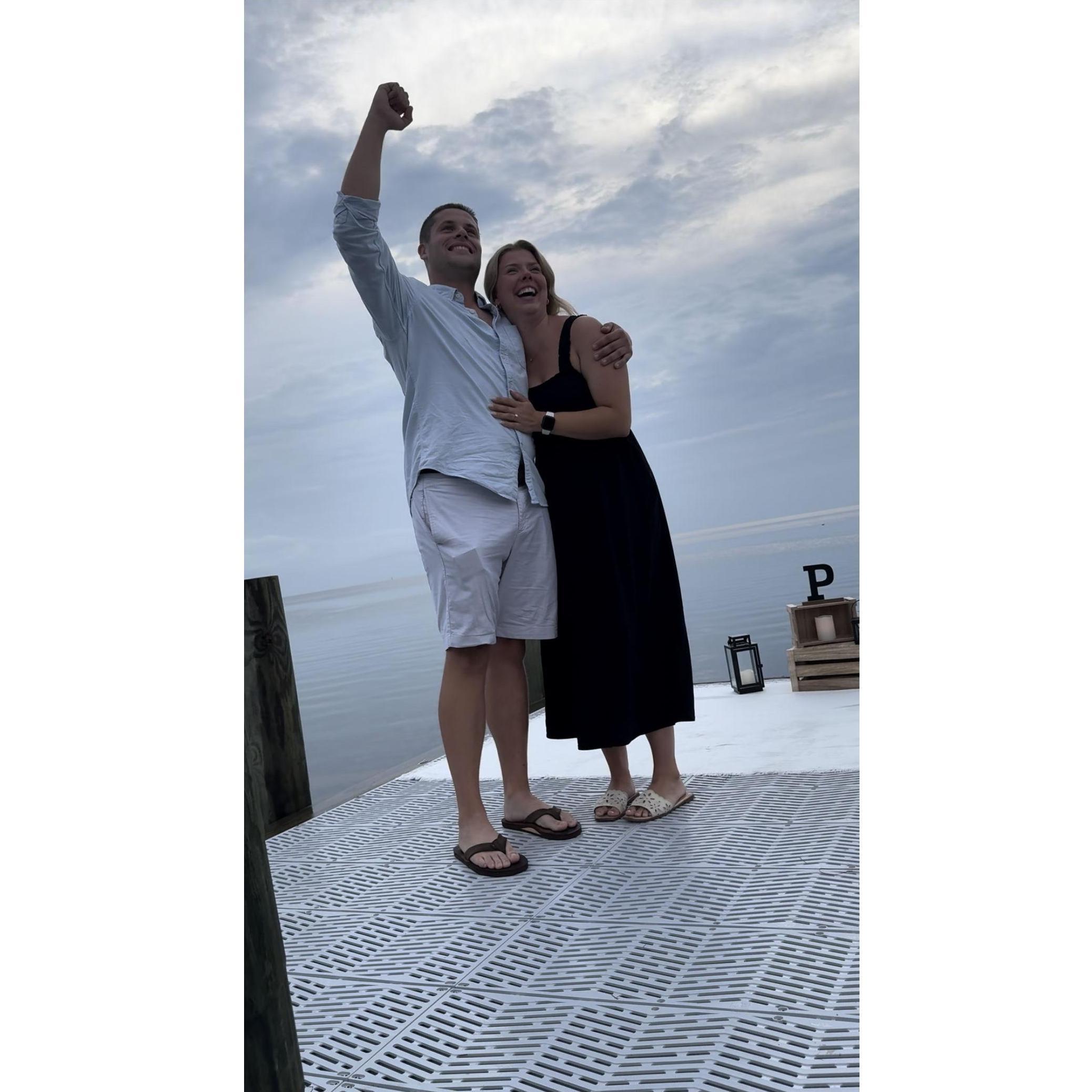 Immediately after Lauren said "yes" to Cade's surprise proposal in Outer Banks.