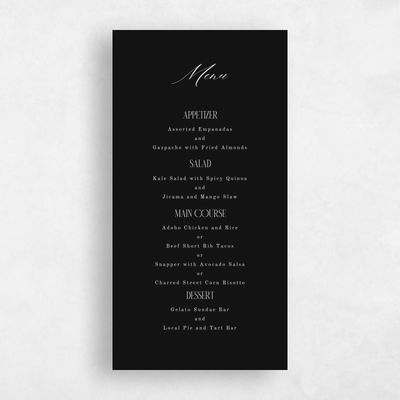 Black Wedding Menu - Palenque