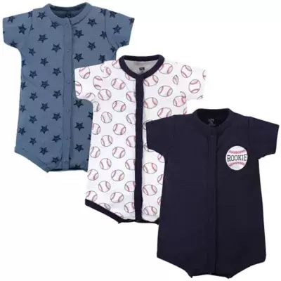 Hudson Baby® 3-Pack Baseballl Short Sleeve Rompers