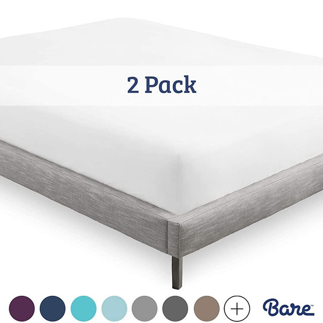 Bare Home 2-Pack Fitted Bottom Sheets Twin XL - Premium 1800 Ultra-Soft Wrinkle Resistant Microfiber - Hypoallergenic - Deep Pocket (Twin XL, White)
