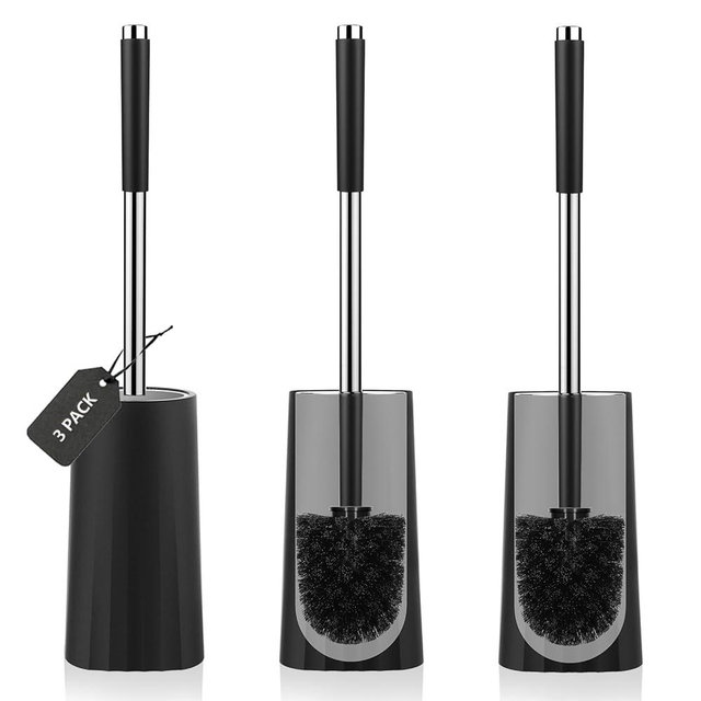 SetSail Toilet Brush, Compact Size Toilet Bowl Brush and Holder Toilet Brushes for Bathroom with Stainless Steel Handle Toilet Cleaner Brush with Durable Scrubbing Bristles, 3 Packs