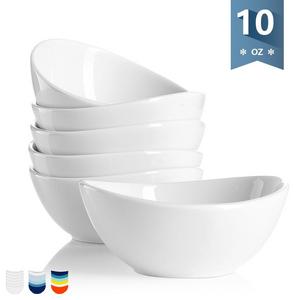 Sweese 1106 Porcelain Bowls - 10 Ounce for Ice Cream Dessert, Small Side Dishes - Set of 6, White