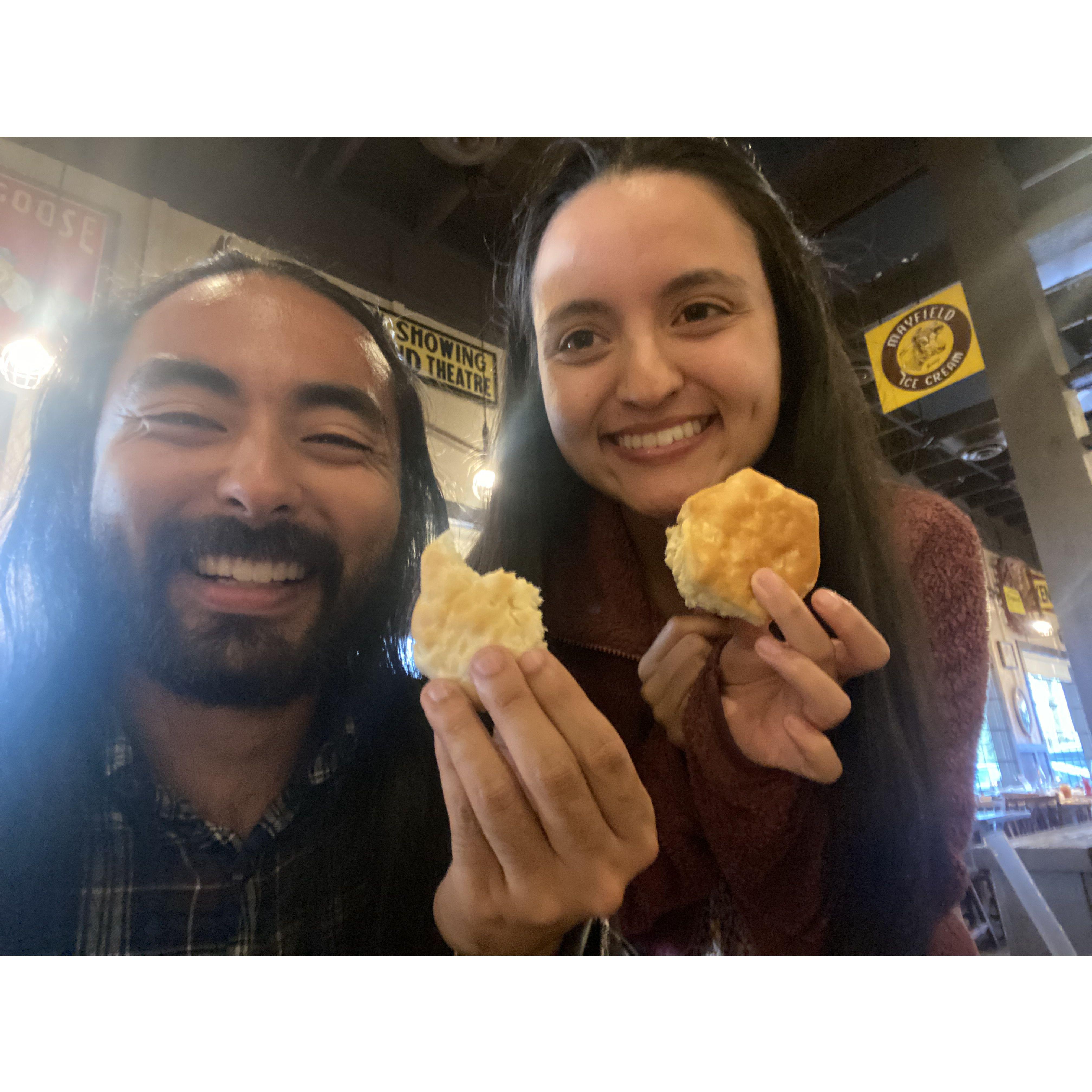 Eating some good biscuits at Cracker Barrel :)