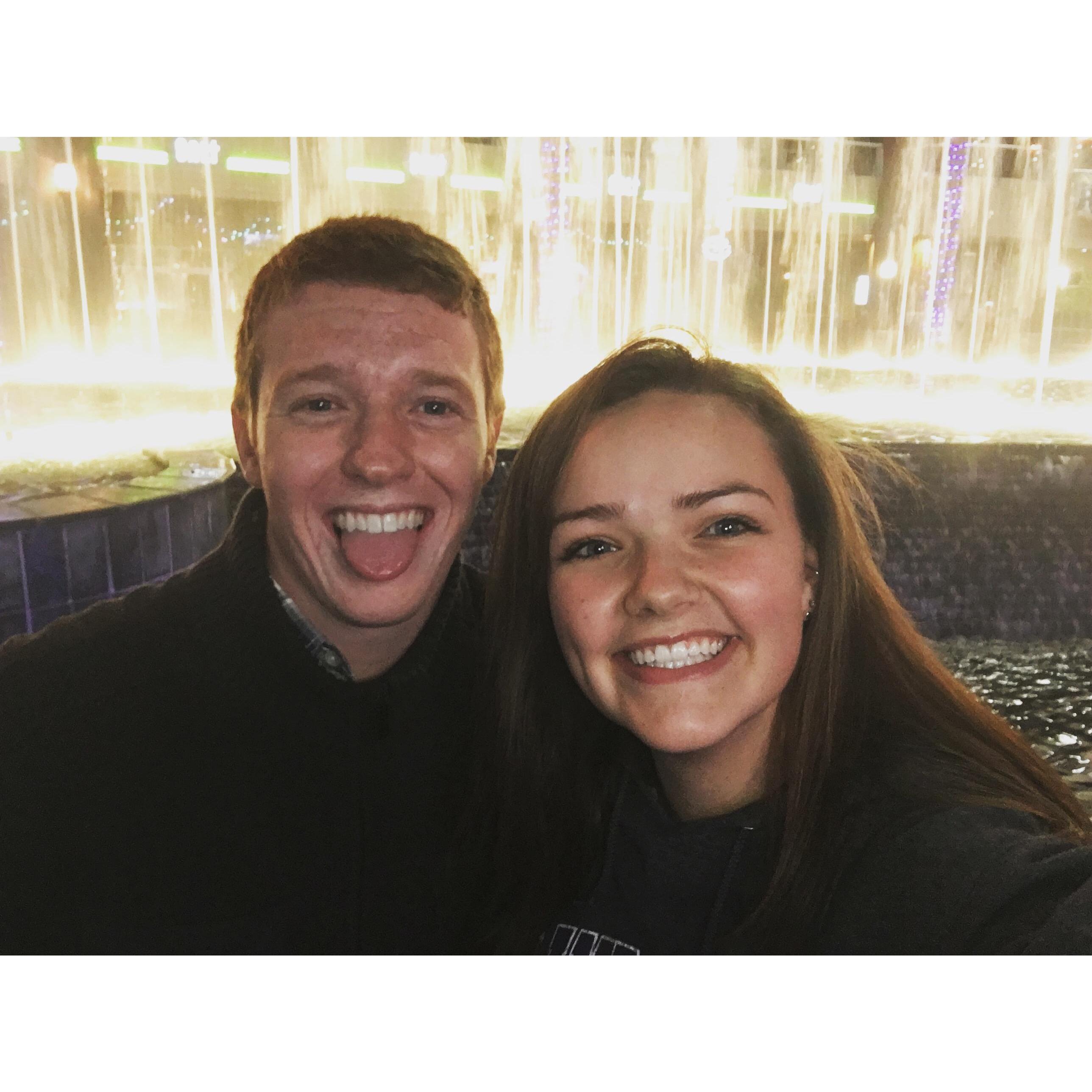 This is a picture of our first date. Dustin took me out to dinner and a movie :)
