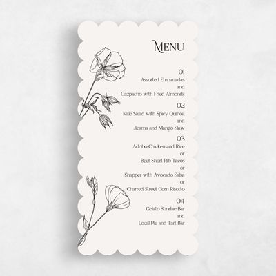 Beige Scalloped Wedding Menu - Flora