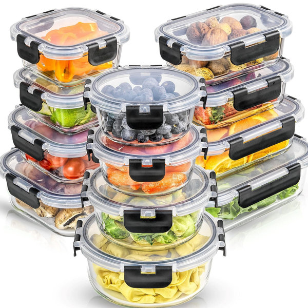 JoyJolt JoyFul 24pc (12 Airtight, Freezer Safe Food Storage Containers and 12 Lids)