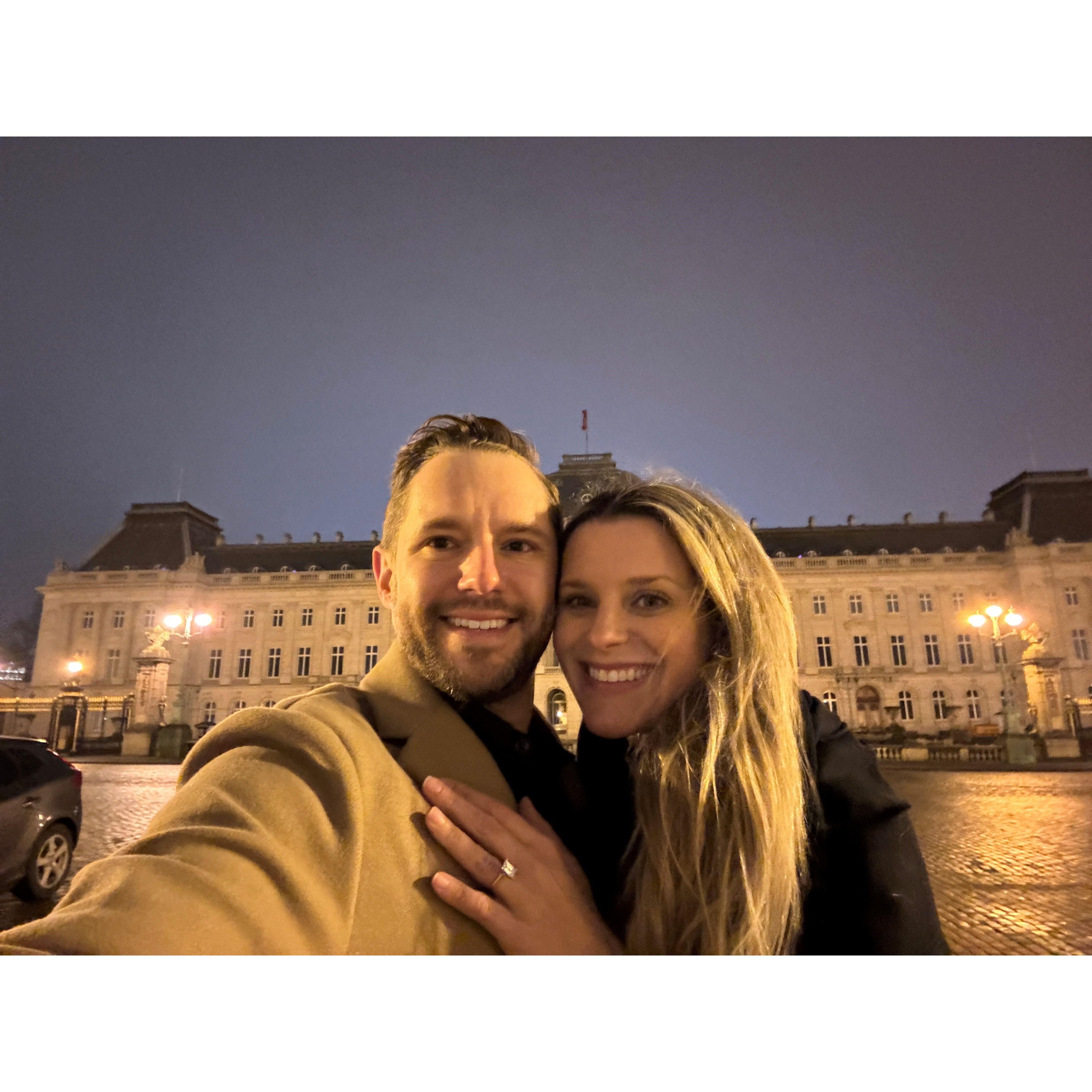 Our engagement on 2/2/2024 in Brussels, Belgium. On Peter's birthday.