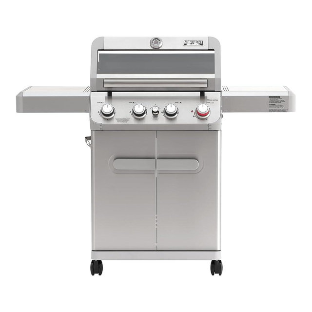 Monument Grills 4 Burner Propane Gas Grill, Stainless Steel Outdoor Patio Barbecue Grill, with Broil Zone Fast Heating, Knob Control, and Easy Cleanup, M410MBZ