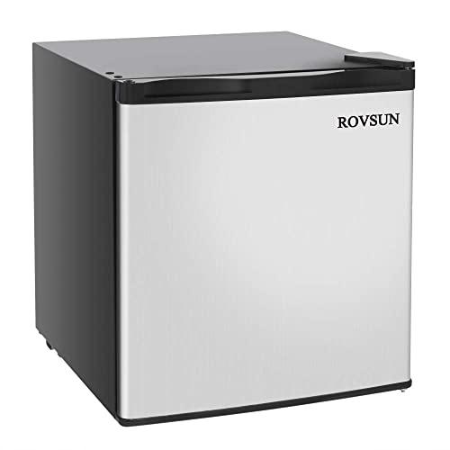 ROVSUN 1.1 CU FT Upright Freezer with Reversible Stainless Steel Single Door, Removable Shelf